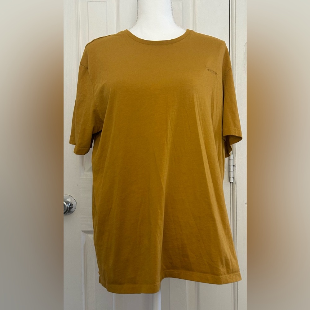 Calvin Klein Men's Mustard Short-Sleeve Cotton Tee